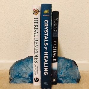 Brazilian Blue Agate bookends.